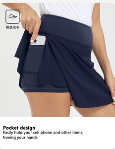 กระโปรงเทนนิส XW-24D03 แบบสั่งทำขายส่ง มีกระเป๋า กระโปรงกีฬาสำหรับผู้หญิง - Product Image 4