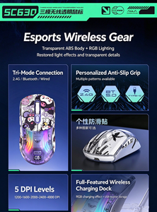 <span class=keywords><strong>Mouse</strong></span> Wireless S630 per E-sports, Terza Generazione, Luminoso e Trasparente, Silenzioso, per Notebook <span class=keywords><strong>con</strong></span> Base di Ricarica - Product Image 3