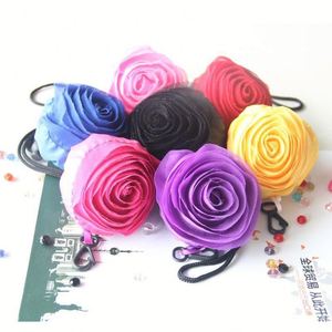Bolsa de Compras Plegable con Forma de Rosa, Tamaño Mediano, Diseño de Flores Coloridas, Portátil, Ecológica, de Poliéster, para Uso Diario - Product Image 3