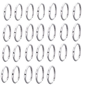 Gümüş 925 özel mektubu yüzükler kadınlar takı için moda küme yüzükler 2022 26 alfabe Signet ilk ayar saf <span class=keywords><strong>2</strong></span> adet - Product Image 2