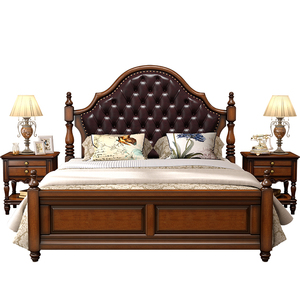 <span class=keywords><strong>Lit</strong></span> <span class=keywords><strong>double</strong></span> en bois massif de style américain avec tête de <span class=keywords><strong>lit</strong></span> capitonnée, ensemble de meubles confortables pour la chambre à coucher, décoration pour la maison, le salon et la chambre. - Product Image 3