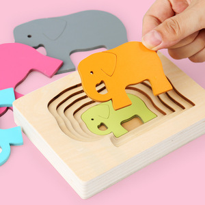 Tùy Chỉnh Dễ Thương Động Vật Giáo Dục Cá Heo Nhiều Lớp 3D Bằng Gỗ Multilayer Câu Đố - Product Image 2