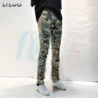 Liluo Fabricants de vêtements Jeans évasés avec écusson personnalisé Pantalon en denim skinny de style urbain pour hommes Jeans cargo camouflage empilés