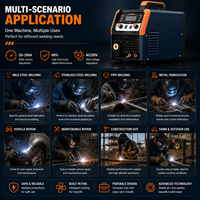 Machine à souder 3 en 1 sans gaz MIG, MIG à fil fourré, MMA ARC, Lift TIG, compatible générateur, soudeuse numérique à onduleur 220V