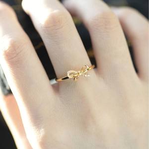 Anillo Chapado en Oro de 18K y Plata Pura con Diseño Retro de Abertura de Lazo, Incrustaciones Simples, Versión Coreana de Moda para Mujer - Product Image 1
