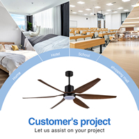 Ventilateur de plafond contemporain noir de 65 pouces avec télécommande, moteur BLDC et éclairage LED à économie d'énergie pour salon résidentiel