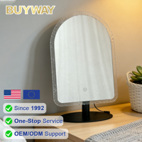 Miroir LED en acrylique Popsicle 36x50cm, miroir de maquillage éclairé à bord texturé, miroir de maquillage à commande tactile avec support en fer