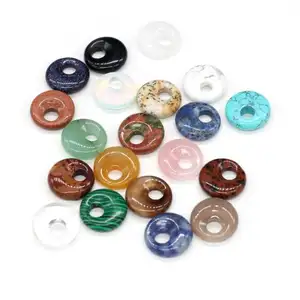 donut stone pendant Gemstone Pendants Jewelry charms DIY large hole 18mm 804771