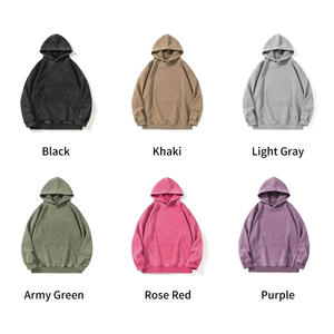 定制徽标男女通用 100% 棉质连帽衫超大号酸洗 350G 复古水洗厚实厚重休闲套头运动衫 - Product Image 2