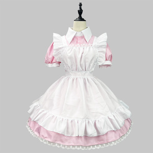 Japanese Maid Costume Cosplay Outfit Short Sleeve Sky Blue Pink For Anime Role Play 14 Years Up - Product Image 4
