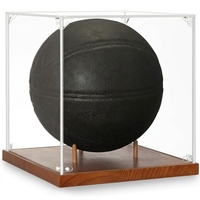 Vitrine en acrylique pour ballon de basket avec base en bois, verre protégé contre les UV de 10 pouces pour ballon signé NBA WNBA, cadeau