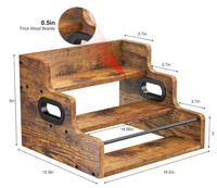 Étagère à spiritueux rustique en bois à 3 niveaux, robuste avec poignée et garde-corps, pour bar à domicile, facile à déplacer, rangement de bouteilles sur comptoir de cuisine