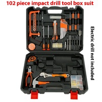 Ensemble de 102 outils en acier au carbone haute vitesse avec mallette rigide, clés mixtes, pour usage domestique/industriel, sans perceuse électrique, OEM