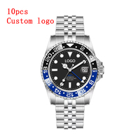 Reloj de Diseño GMT con Movimiento Mecánico Automático, Acero Inoxidable, Cristal de Zafiro, Resistente al Agua 100M, Esfera Luminosa