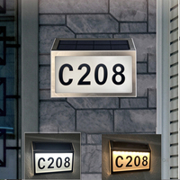 Lampe de numéro de maison solaire bicolore, plaque d'adresse lumineuse LED étanche, lampe de numéro de porte murale extérieure