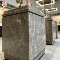 Socle en marbre artisanal avec vitrine en verre, support en pierre naturelle pour sculpture, enclos en verre massif pour objets de collection