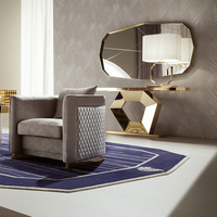Table console avec miroir PURUO, meubles de salon de luxe, table console moderne en acier inoxydable doré avec miroir