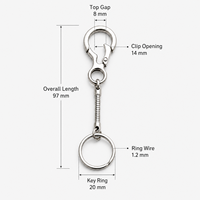 Porte-clés en forme de 8 avec clip à ressort en alliage de zinc, attache auto-agrippante et chaîne serpent, ensemble de trois pièces, style moderne et minimaliste pour bagages