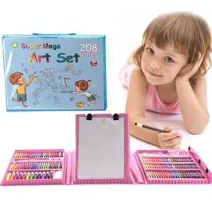 Set de Dibujo Artístico de 208 Piezas con Caballete de Doble Cara Incorporado, Crayones, Marcadores, Lápices de Colores, Acuarelas para Niños <span class=keywords><strong>y</strong></span> Niñas, Regalo - Product Image 1