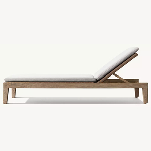 Chaise longue de luxe en teck pour l'extérieur avec coussins résistants aux UV en corde, pour usage hôtelier, inclus - Product Image 5