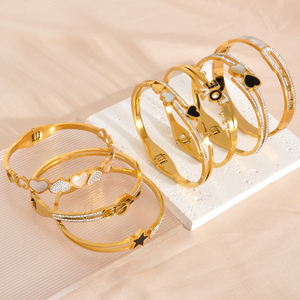 Bijoux fantaisie, zircon, plaqué or 18 carats, vente en gros, bracelets en acier inoxydable, bijoux - Product Image 3