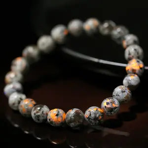 Personalized Semi-precious Gemstone Bracelet for Men Jewelry High-quality Round Fire Stone Stretch Beaded Bracelet