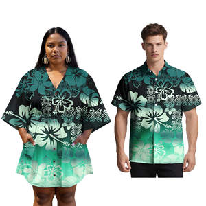 Samoa patrón polinesio Tribal impreso mujeres vestidos personalizados pareja <span class=keywords><strong>ropa</strong></span> Casual Sexy vestido con hombres camisas - Product Image 6