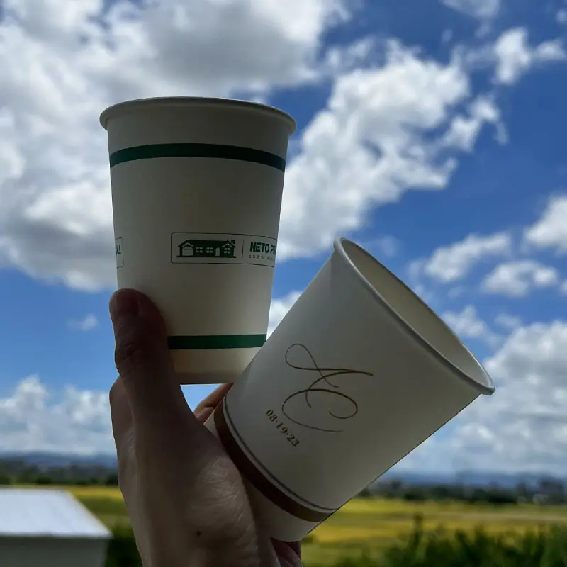 Vasos de papel desechables con logotipo, con estampado de color personalizado, biodegradable, respetuoso con el medio ambiente, para agua hervida, bebidas, café