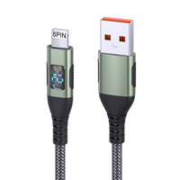 Câble de charge OEM 12W USB AM vers 8 broches Ladekabel Affichage Nylon Cabo 5v 2.4A Câble d'affichage LED pour Iphone 14 13