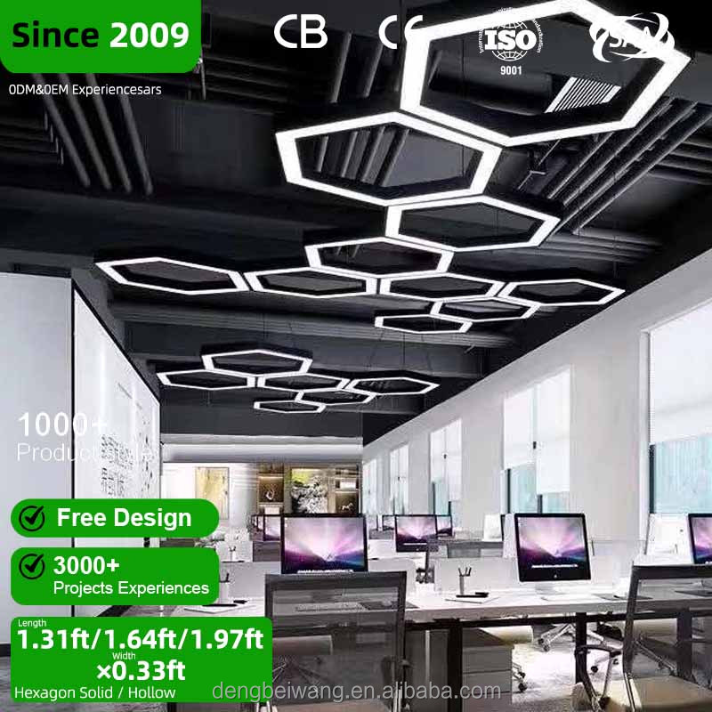 Modern Design Shape Ceiling Lighting Hanging Lamp High Brightness Chandelier Gym Rgb Dimmable Linear Pendant Light