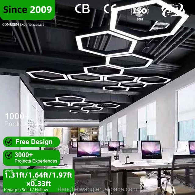 Modern Design Shape Ceiling Lighting Hanging Lamp High Brightness Chandelier Gym Rgb Dimmable Linear Pendant Light