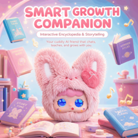 Compagnon IA intelligent avec fourrure rose moelleuse, certifié CE, intégration ChatGPT, réglable, unisexe, pour fêtes, vente en gros