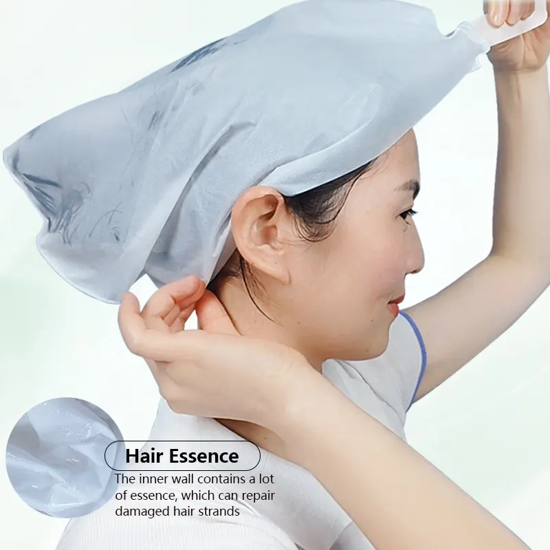 Masker rambut kolagen Label pribadi Oem, minyak kelapa masker rambut organik alami menghaluskan perawatan Keratin Spa rambut topi