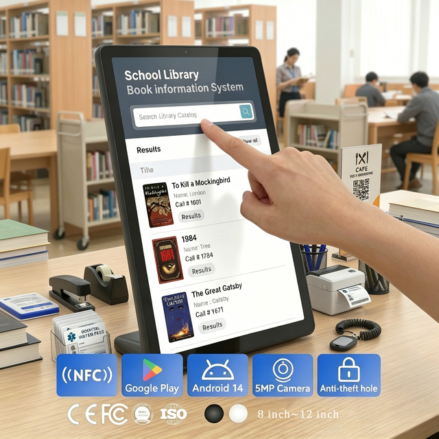 Self-service Kiosk Custom OEM 10.1 Inch Self-service Kiosk L-Shape Android Tablet for Library & School Information Query