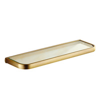 Étagère murale d'angle flottante en laiton pour salle de bain d'hôtel - Design de luxe léger, étanche et durable