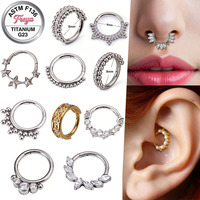 Anneaux de nez et de septum articulés Freya en titane G23 de qualité implant ASTM F136, boucles d'oreilles Daith pour femmes, bijoux de piercing corporel
