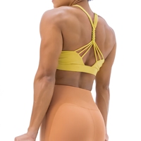 Soutien-gorge de sport antichoc à maintien élevé pour cyclisme, fitness, course à pied et yoga, avec bretelles croisées, panneau dorsal amovible, en Spandex/Nylon à l'avant