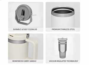 Custom Logo Double Wall Vacuum Insulated Stainless Steel Water Tumbler <b>with</b> Handle 304 Food Grade for Home Kitchen - Product Image 2