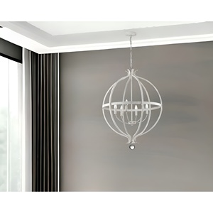 HMS Callie 6-Light antico paese europeo ciondolo bianco 220V acrilico in alluminio cromato lampadario con telecomando - Product Image 2