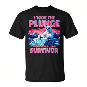 T-shirt graphique Winter Adventures avec motif Polar Bear Plunge Survivor pour les personnes aux esprits optimistes - Product Image 2