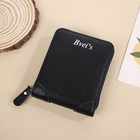 Dompet Pendek Pria Vintage Horizontal dengan Banyak Slot Kartu, Kantong Koin Ber-resleting, Tempat Kartu ID Multifungsi, Bahan PU Pabrik
