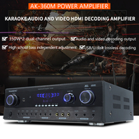 Ev Tipi KTV Karaoke Amfisi, DSP 2.0 Kanal Ses Alıcısı, USB Fonksiyonu Destekli, Kablosuz Mikrofonlu