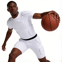 Ensemble de chemises et shorts rembourrés en nid d'abeille pour hommes, T-shirt de compression avec protection côtelée pour la poitrine et les cuisses