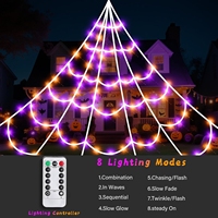 Luces de Telaraña Gigante de Halloween, 250 LED, Color Morado y Naranja, 16.4 Pies, Decoraciones de Halloween, Iluminación con 8 Modos de Iluminación