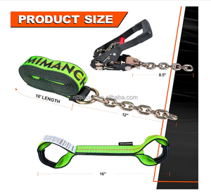 Kit de sangles d'arrimage à cliquet robustes à 8 points, 2 pouces, résistance à la rupture de 13 200 lb pour les roues de voiture et le remorquage de véhicules à plateau - Product Image 3