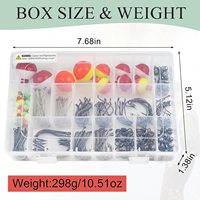 Kit de pêche 250 pièces avec boîte de rangement, hameçons Octopus Circle, porte-appâts, flotteurs, poids à fente, émerillons, ensemble de matériel de pêche de démarrage