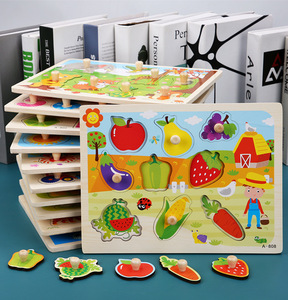 Giocattolo educativo per bambini 3D legno intelligente <span class=keywords><strong>Pegged</strong></span> set giocattolo per la prima infanzia animale marino frutta verdura partita divertente Puzzle - Product Image 2