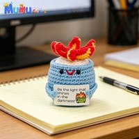 Poupée en crochet amusante et faite main, motif 'Emotional Support Dumpster Fire' et 'Positive Sunflower Potted Plant', jouet compagnon de bureau, cadeau