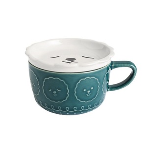 Hot Selling Creative Cute Animal Cat <b>Ceramic</b> <b>Cup</b> with Lid Breakfast Milk Mug Perfect Christmas Gift - Product Image 3