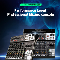 Console de mixage audio professionnelle portable 4/6/8/10 canaux pour spectacle scénique et conférence, avec alimentation fantôme, USB, Bluetooth et DSP de réverbération